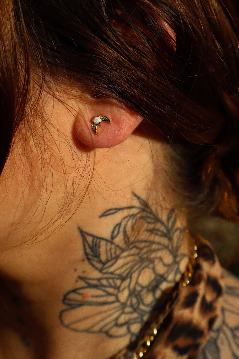 Aurora Opal Moon Stud