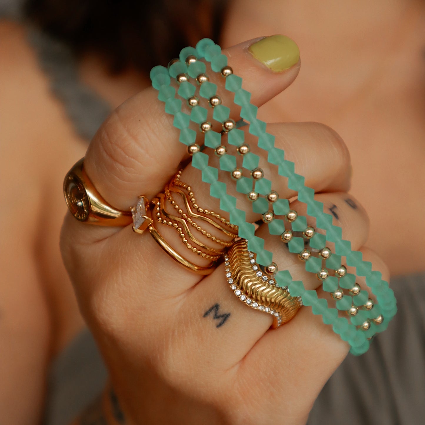 Caribbean Blue Matte Bitty Swarovski Stacker