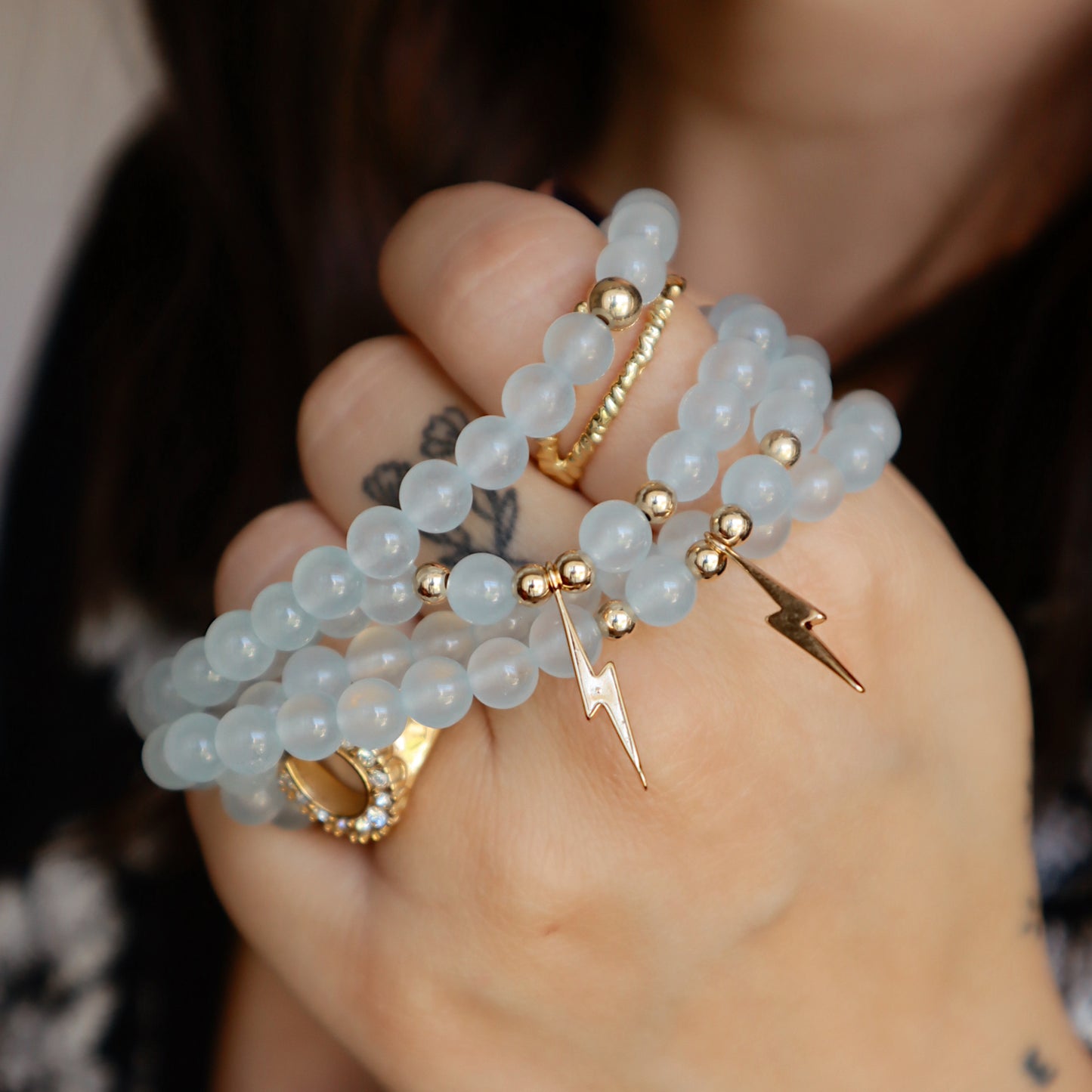 Cyrus Baby Blue Agate Stacker