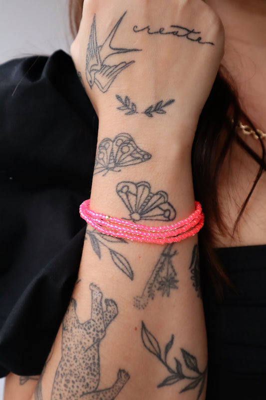 My Girl Hot Pink Transparent Bitty Friendship Bracelet