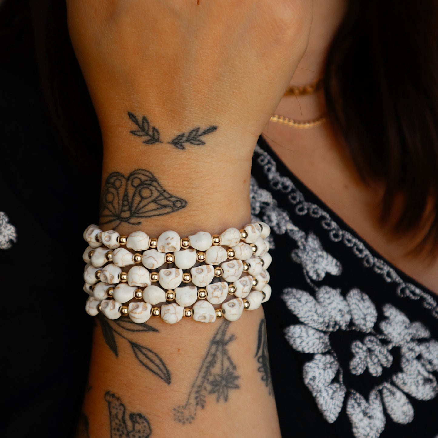 Pheonix Skull Stacker - Cream