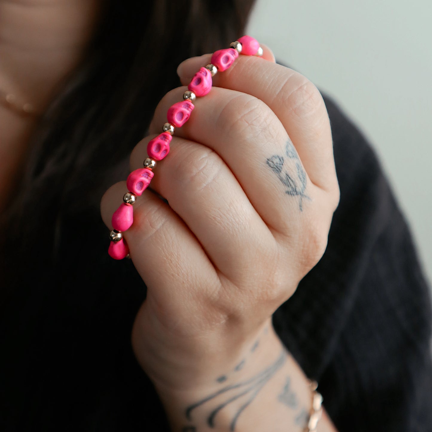 Pheonix Skull Stacker - Hot Pink