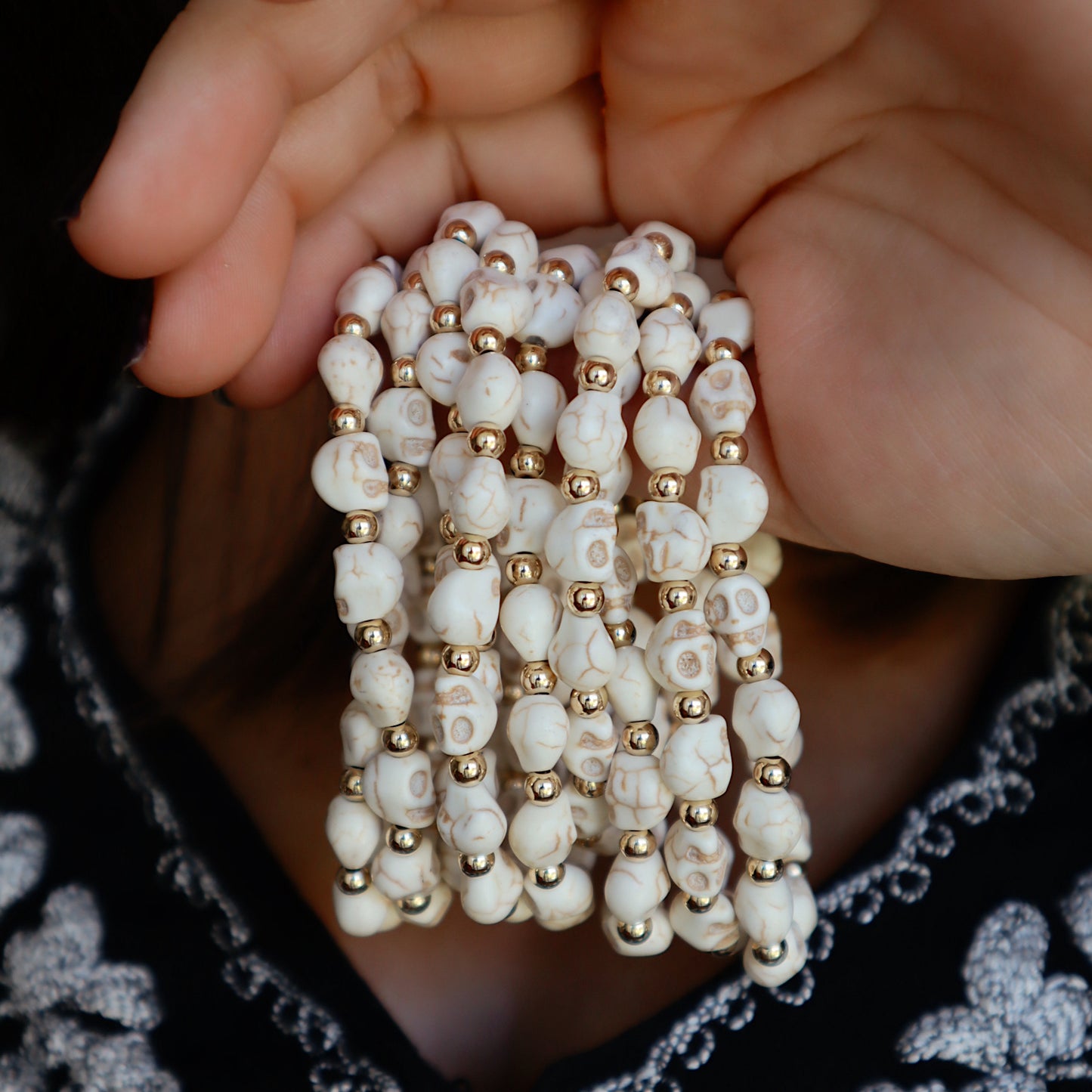 Pheonix Skull Stacker - Cream