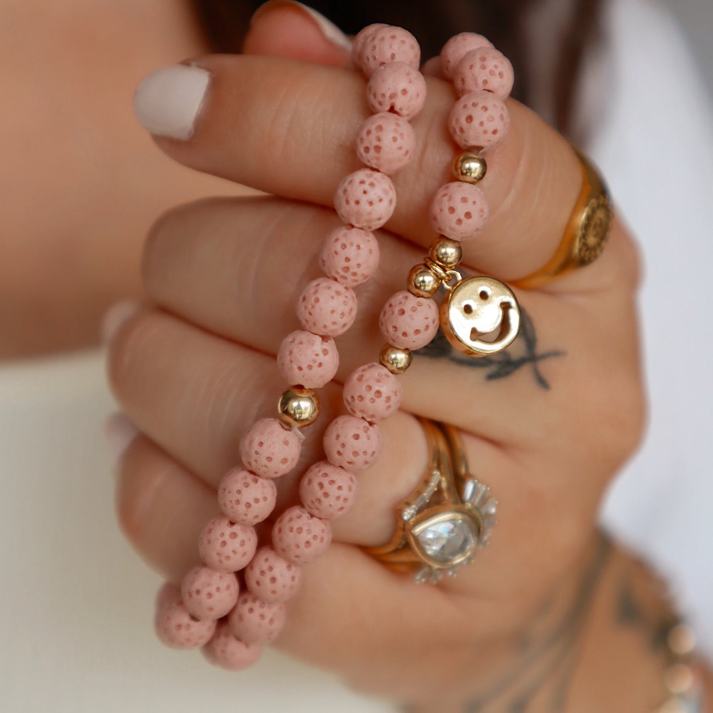 Quinn Blush Lavastone Stacker