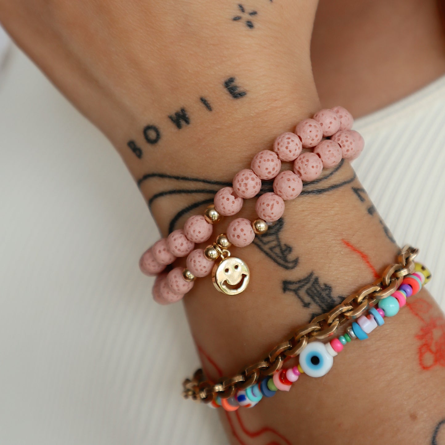 Quinn Blush Lavastone Stacker