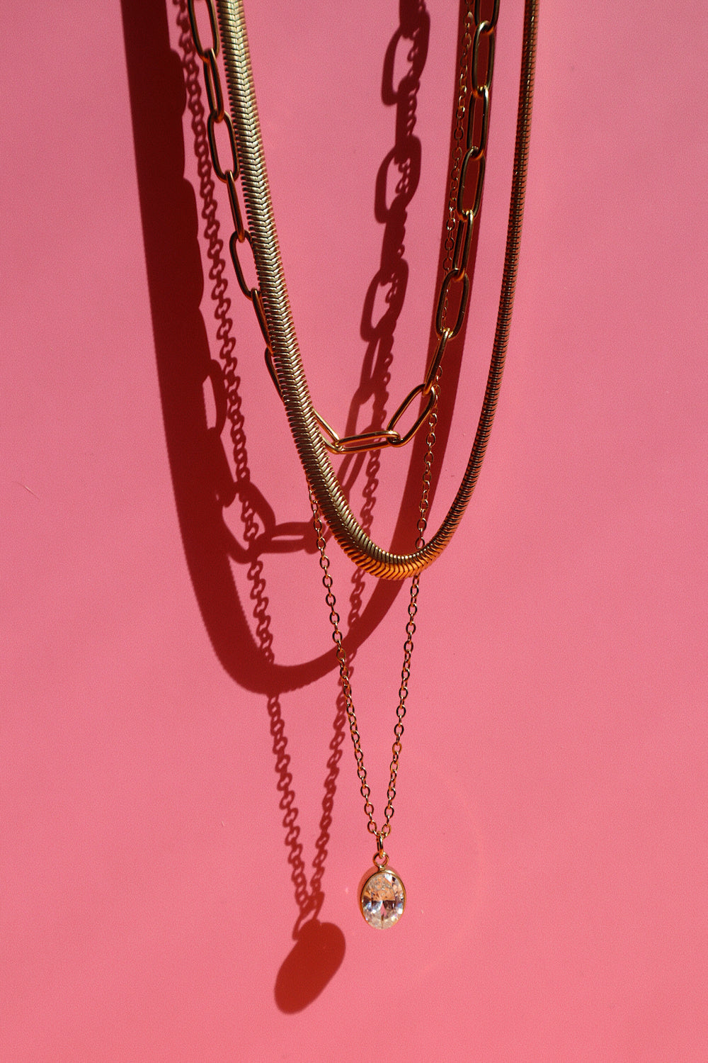 Triple Layer Oval CZ Necklace