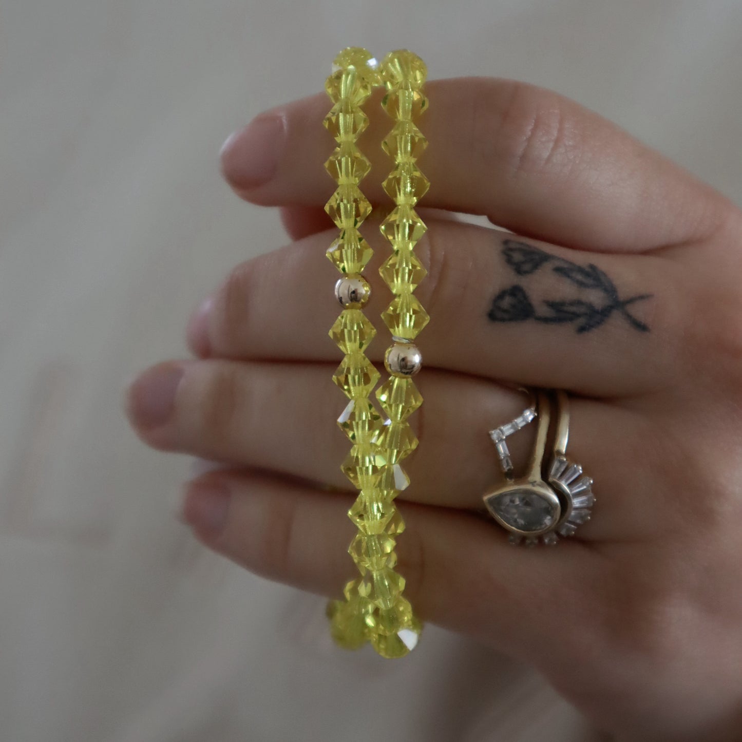 Neon Yellow Swarovski Stacker - RTS