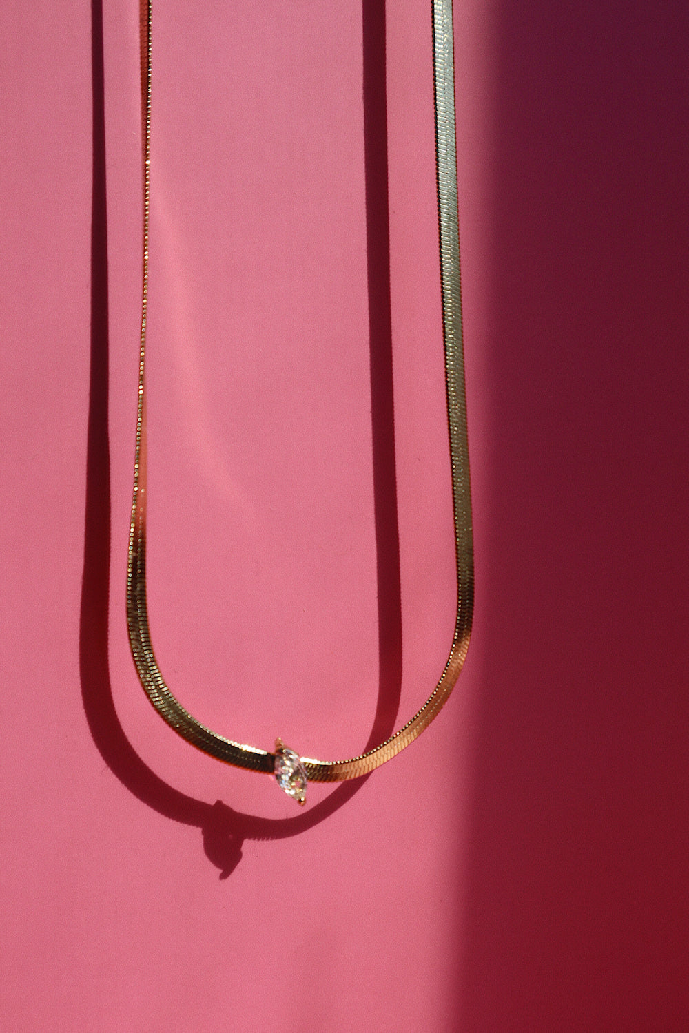 Herringbone Necklace w/CZ Accent