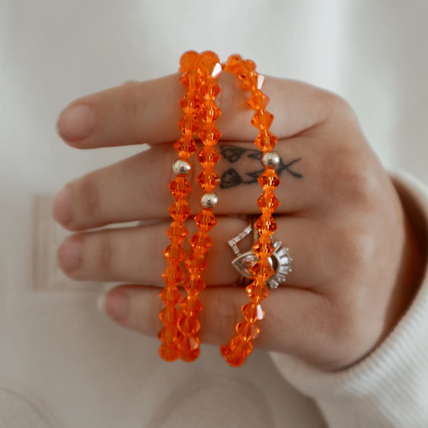 Neon Orange Swarovski Stacker - RTS