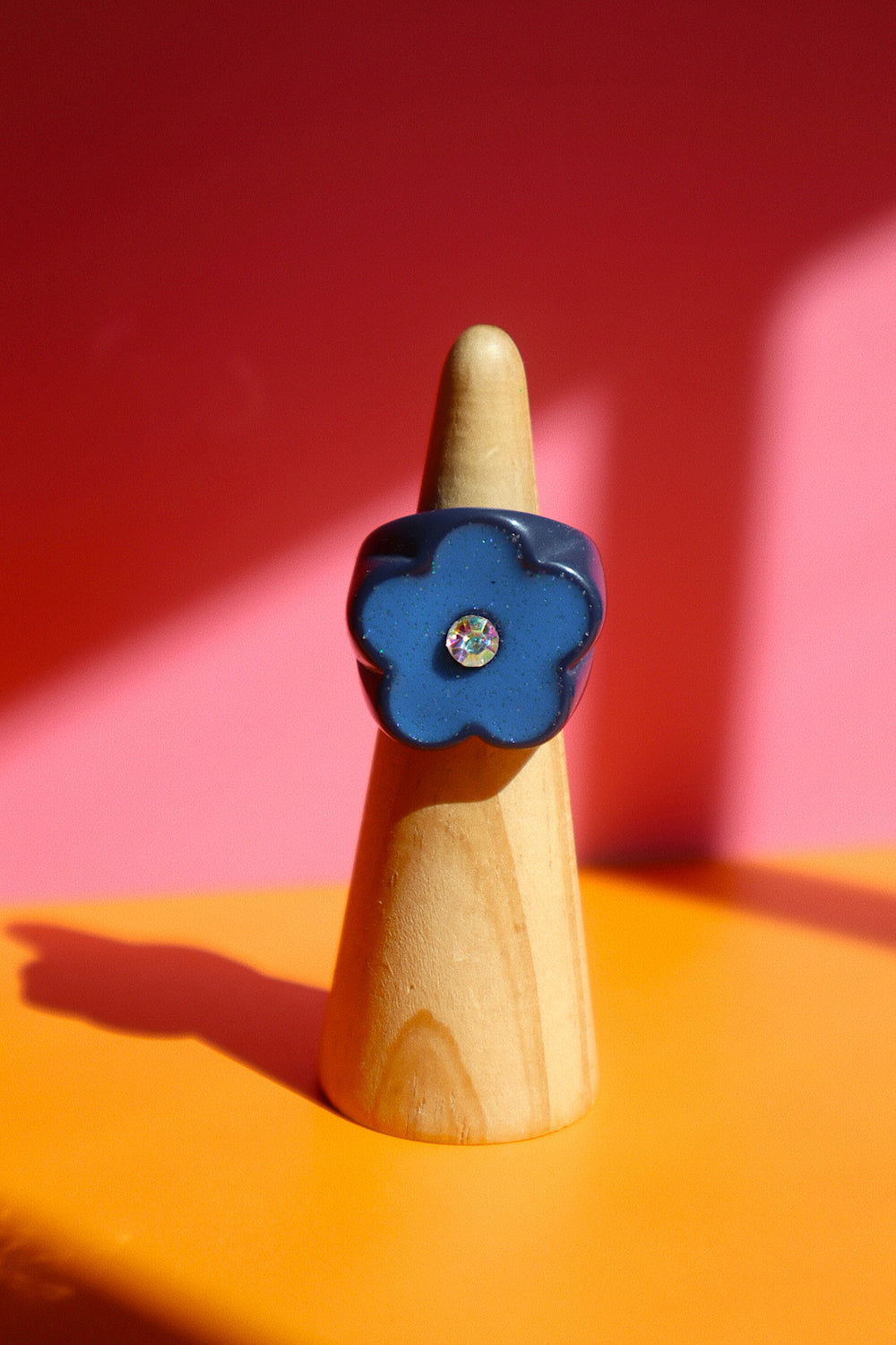 Cobalt Flower Statement Ring- Size 7