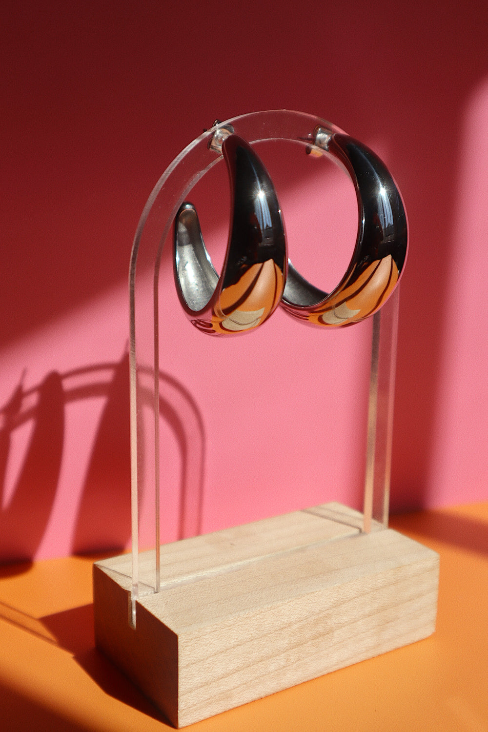 Lightweight Chunky Silver Hoop