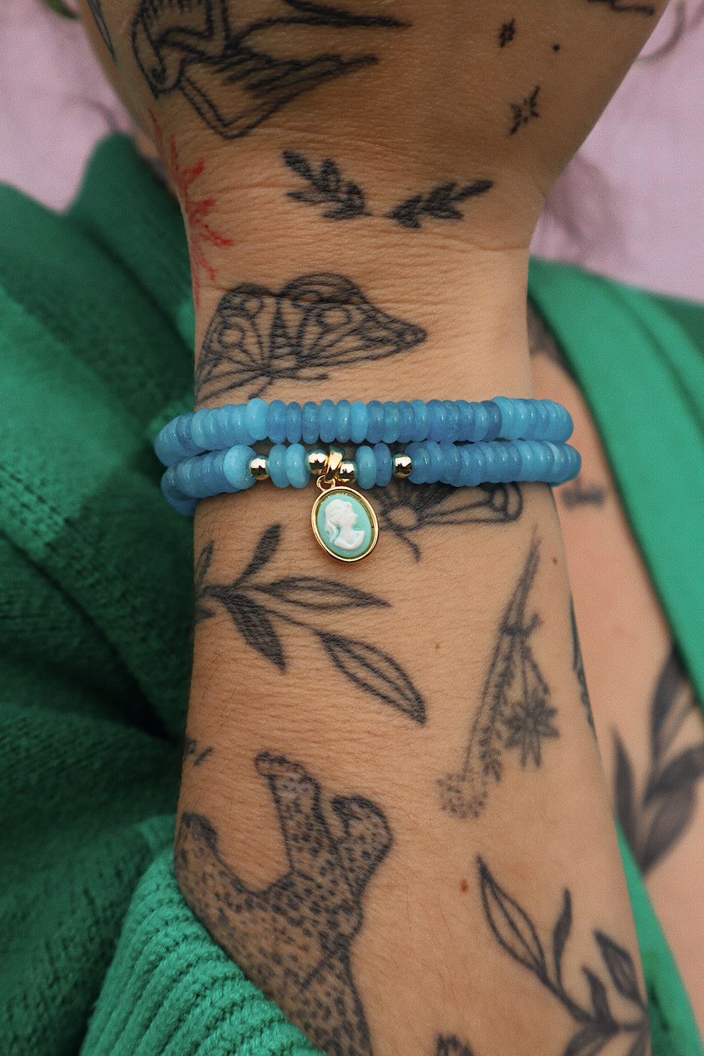Leena Teal Bitty Rondelle