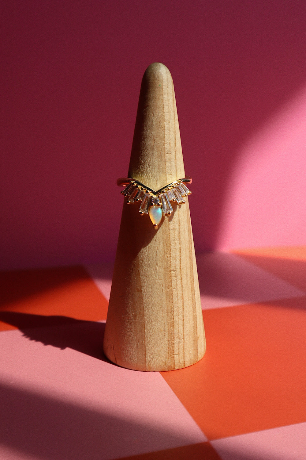 Opal Burst Adjustable Ring