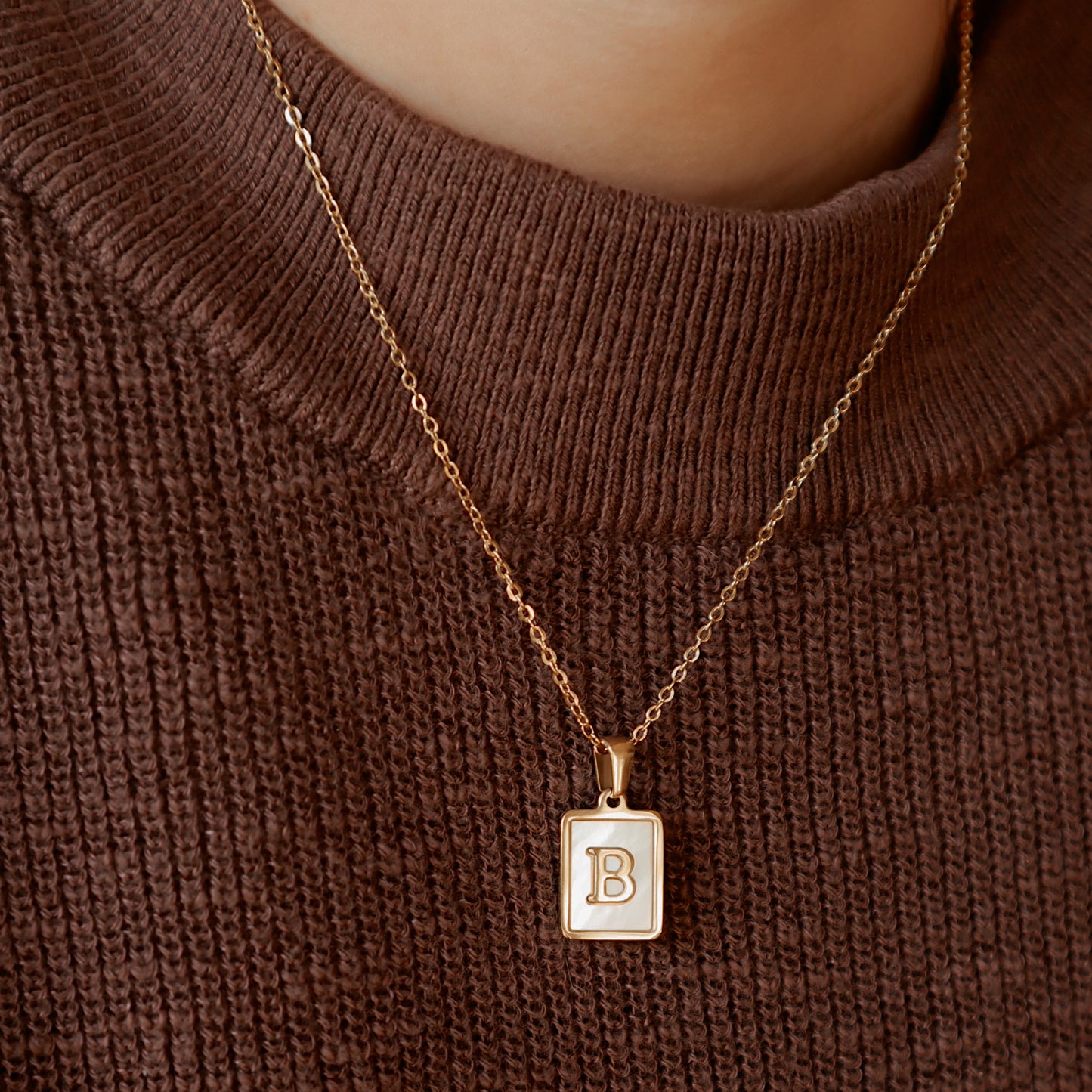 The Two Hands Pearl Initial Necklace