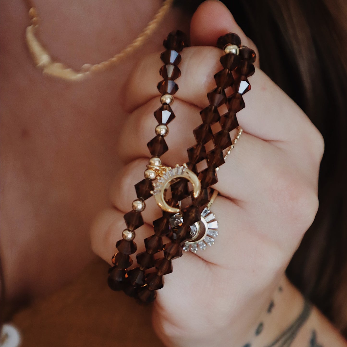 Margaret Chocolate Swarovski Stacker