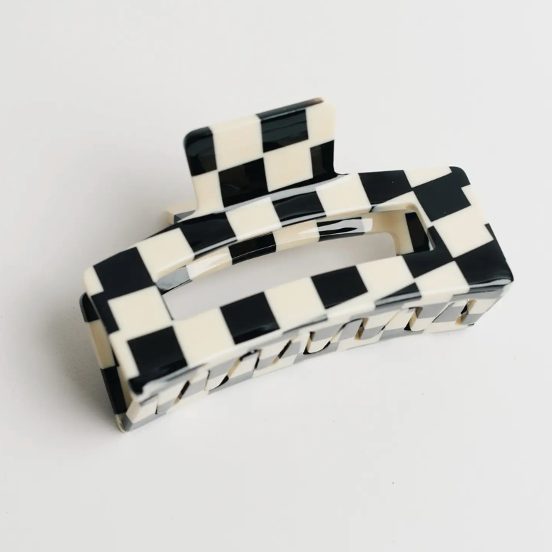 Black Checkered Claw Clip