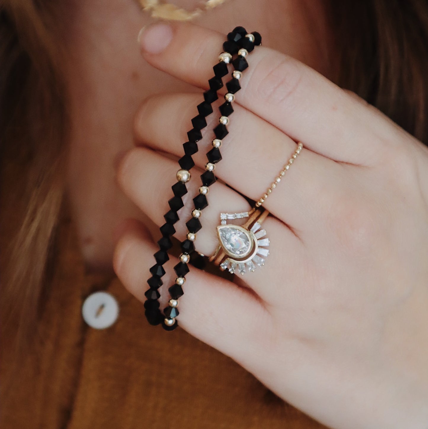 Stopes Onyx Bitty Swarovski Stacker
