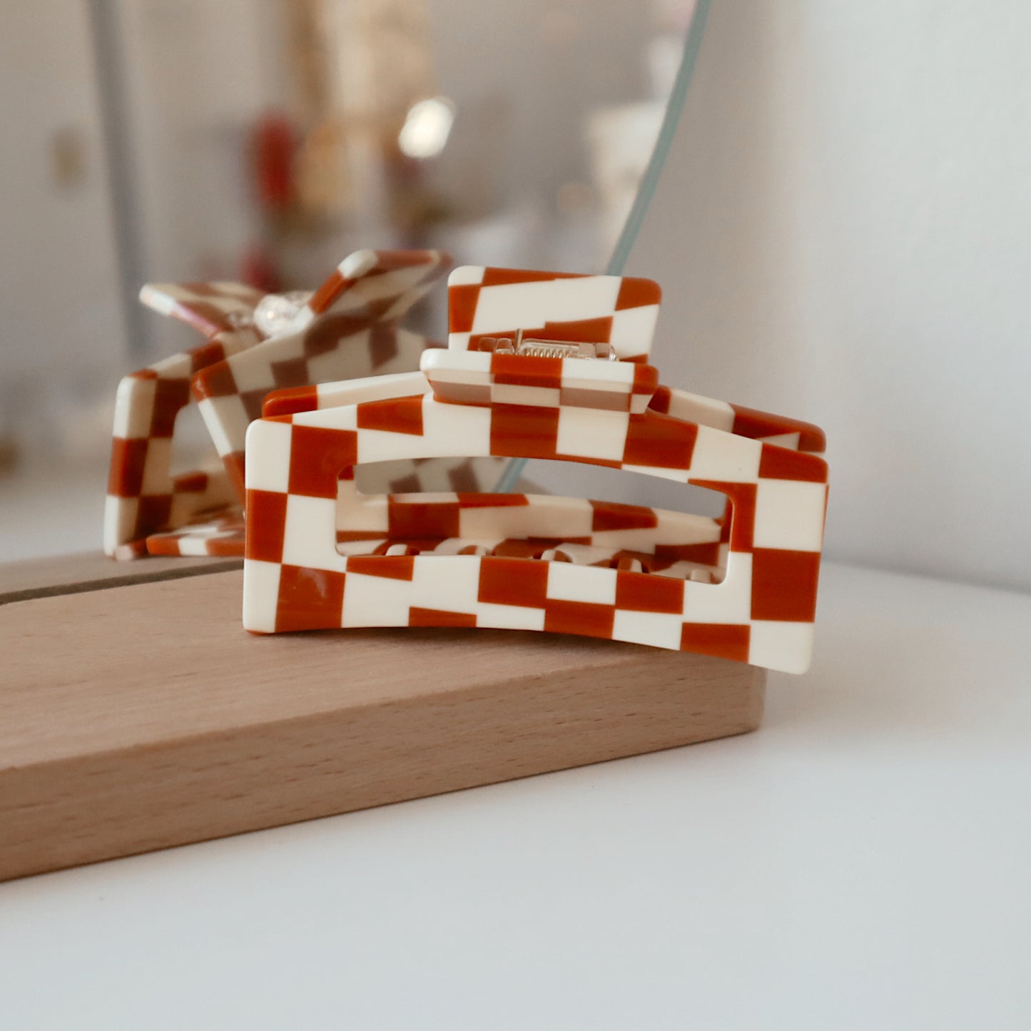 Rust Checkered Claw Clip