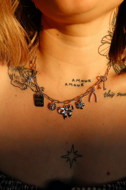 Amelia Silver Charm Necklace