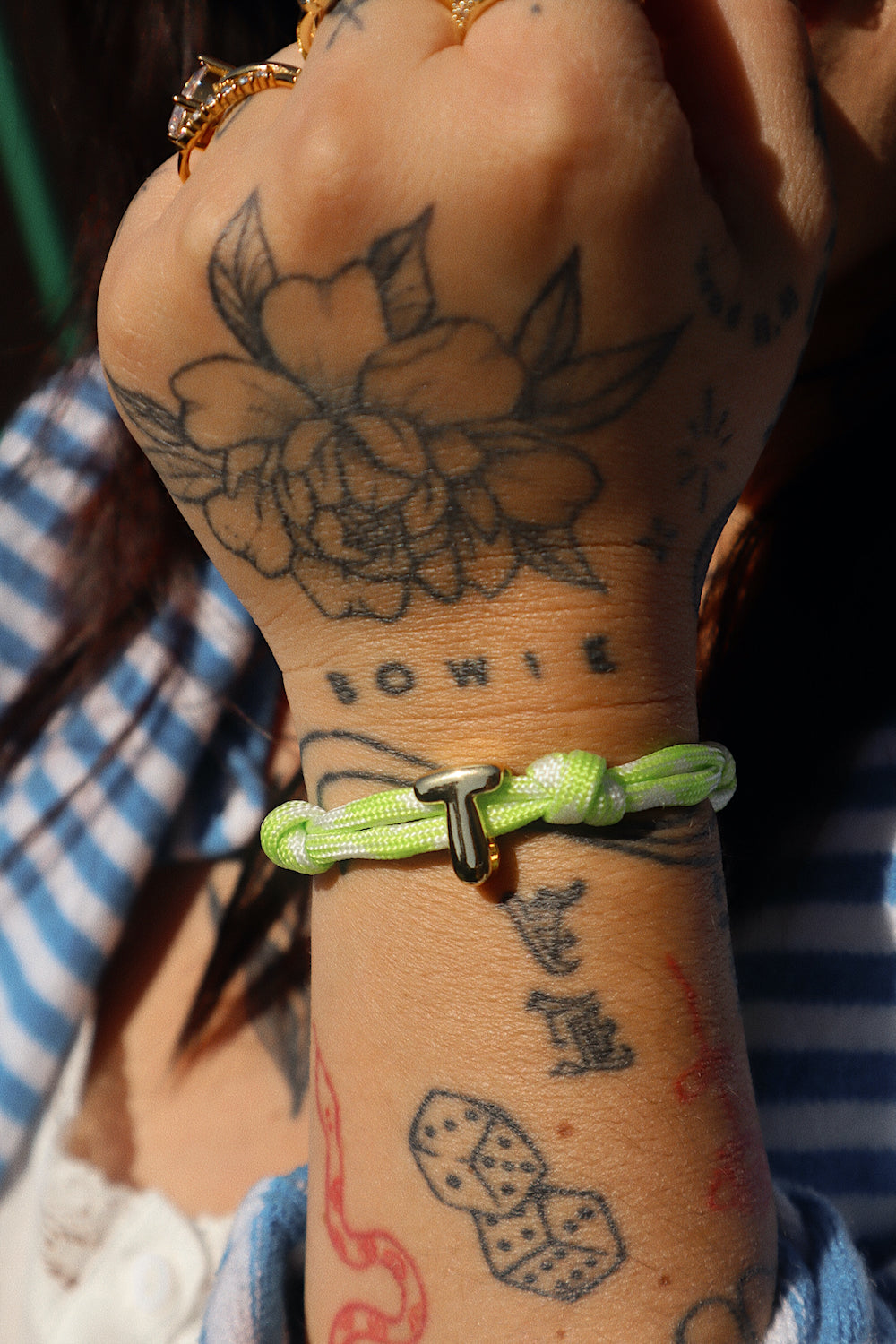 Camp Initial Bracelet- Neon Green
