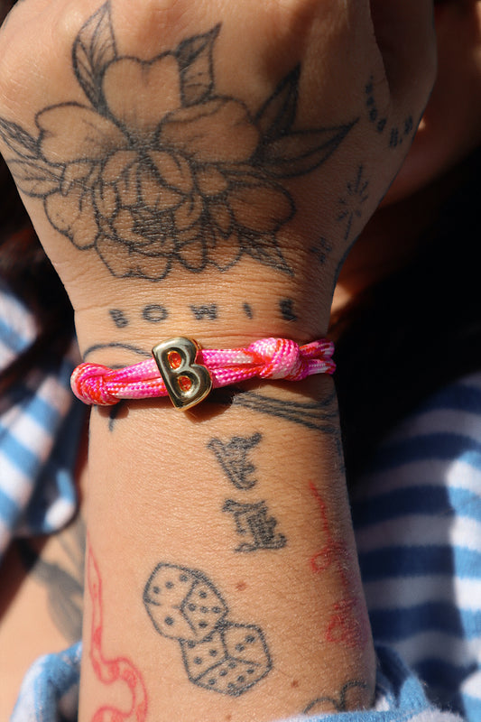 Camp Initial Bracelet- Hot Pink