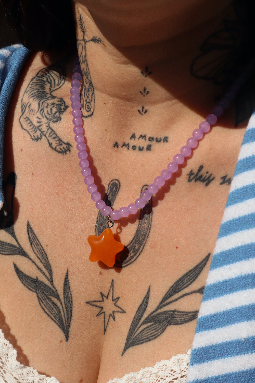 Clueless Necklace- Tangerine/Lilac