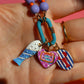 Colorful Caribiner Necklace- Lilac/Tangerine/Aqua