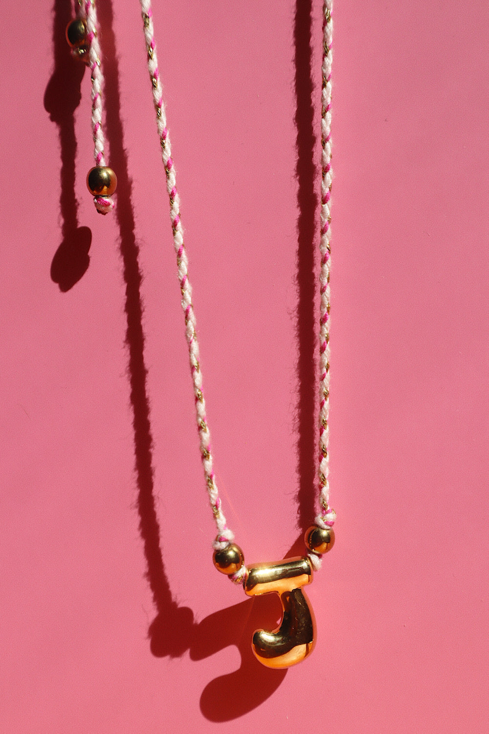 Pink Braided Necklace- J
