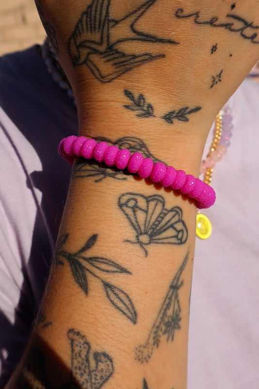 Magenta Textured Rondelle