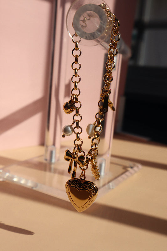 Locket/Bow Charm Bracelet