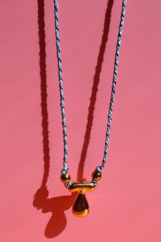 Blue Braided Necklace- T