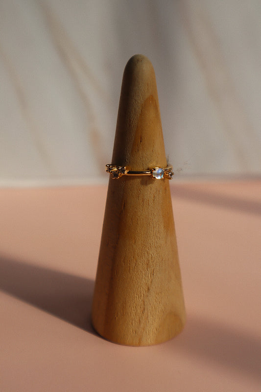 Moon & Opal Stacking Ring- Adjustable