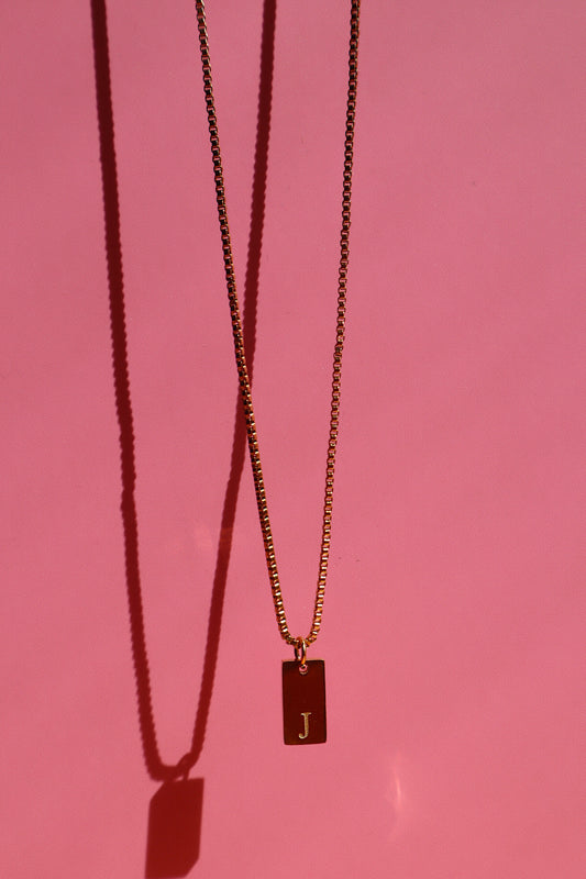 Dainty Tag Necklace- J