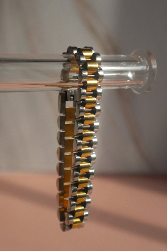 Mixed Metal Watchband Bracelet