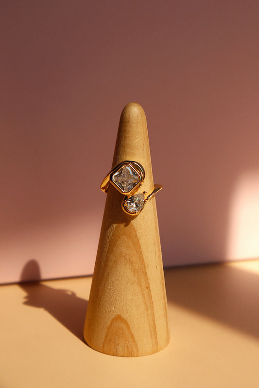 Double CZ Wave Ring Adjustable