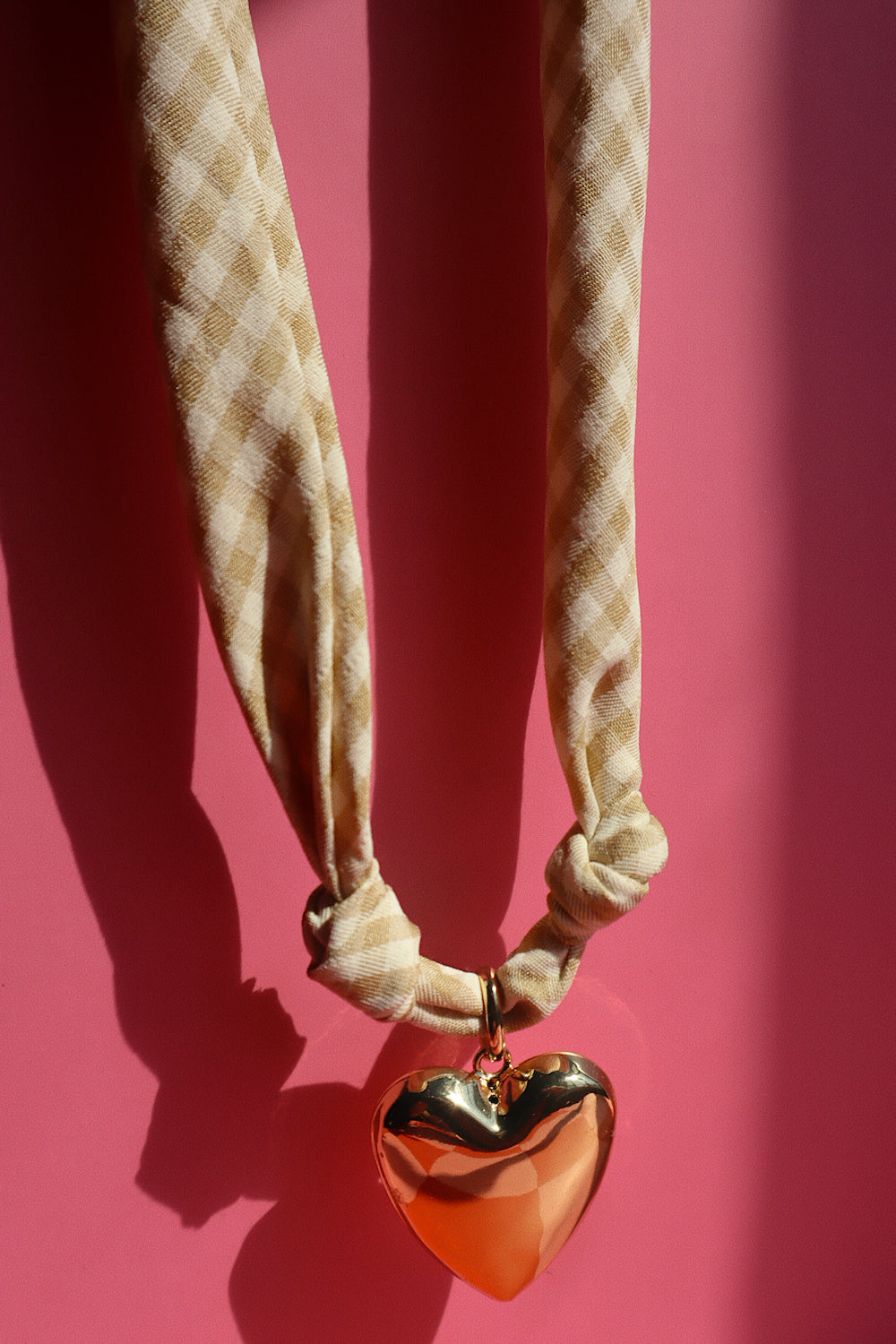 Gingham Necklace- Sand