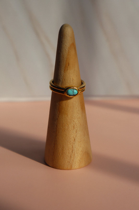 Double Band Turquoise Ring- Size 8