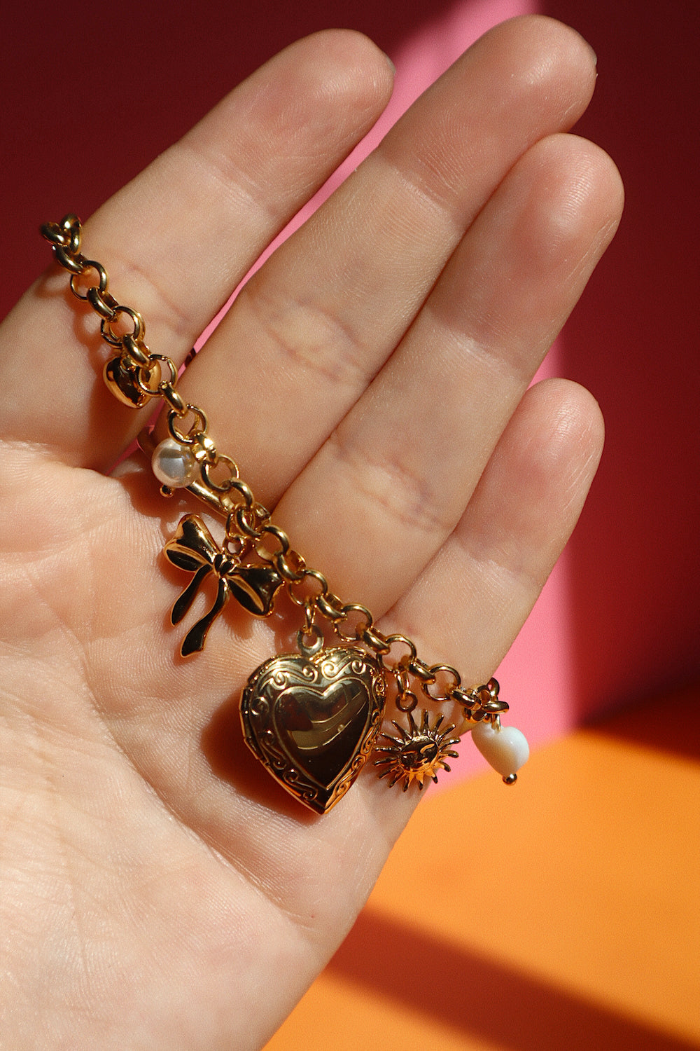 Heart Locket Charm Bracelet