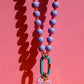 Colorful Caribiner Necklace- Lilac/Tangerine/Aqua