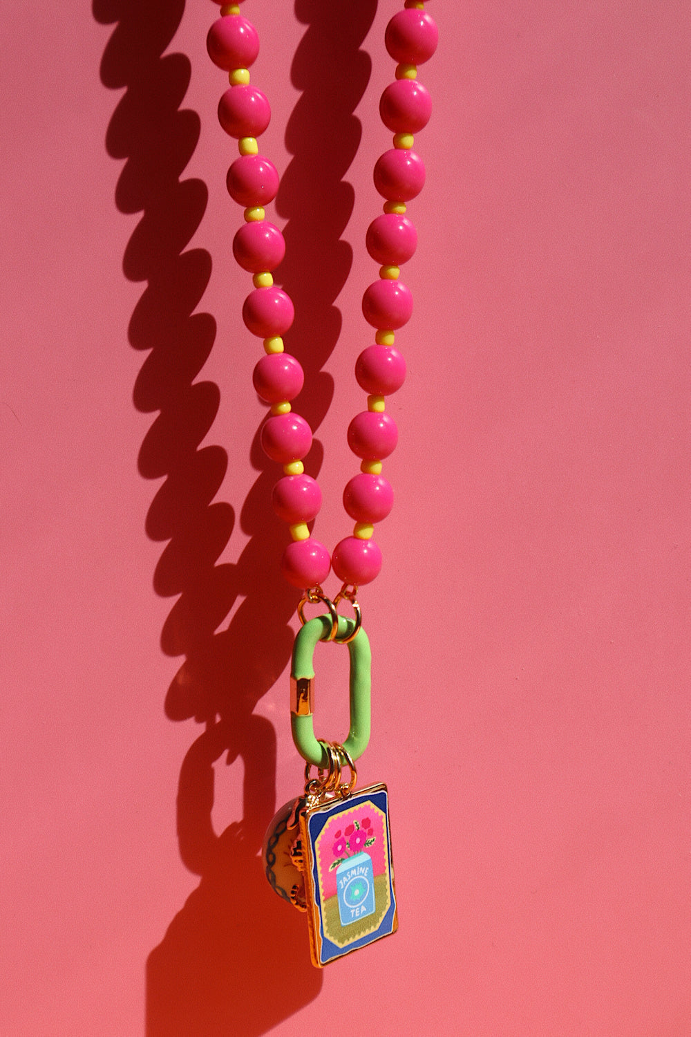 Colorful Caribiner Necklace- Lime/Sunshine/Pink