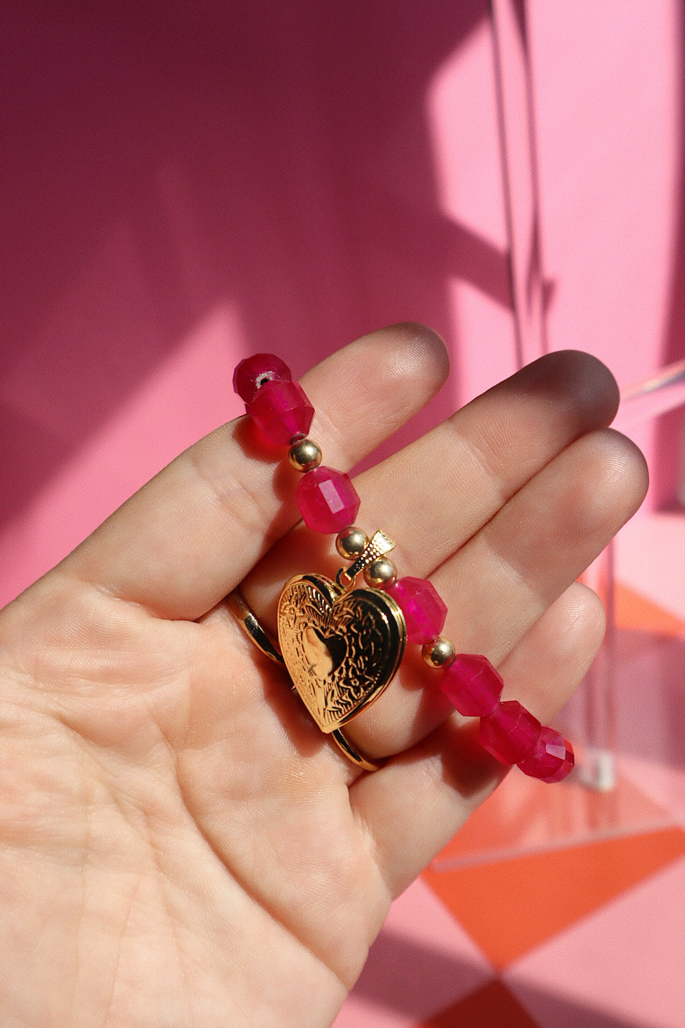 Pink Heart Locket Stacker