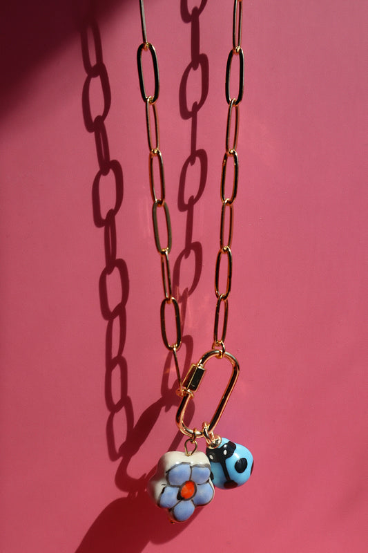 Caribiner Necklace- Daisy/Ladybug