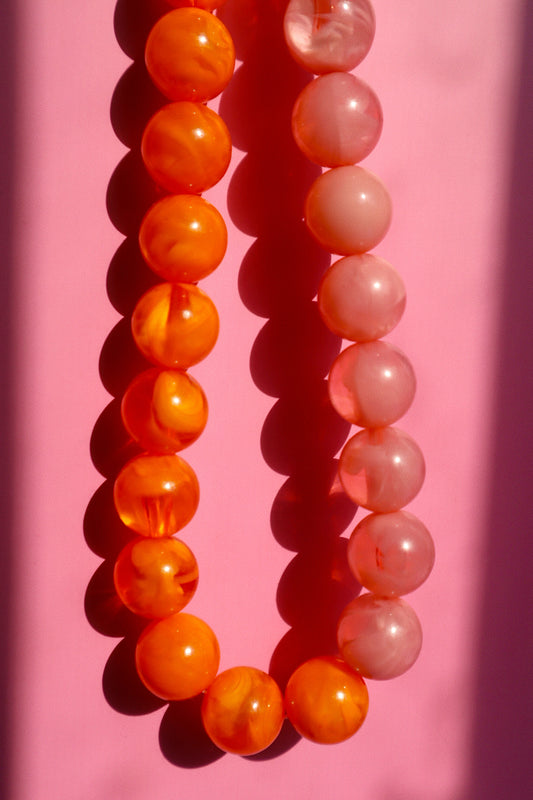 Chunky Gemstone Necklace- Pink/Tangerine