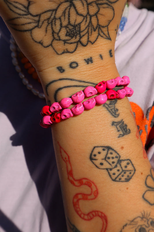 Mixed Hot Pink Skull Stacker