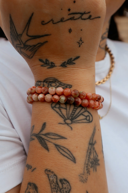 Pink & Cream Agate Stacker