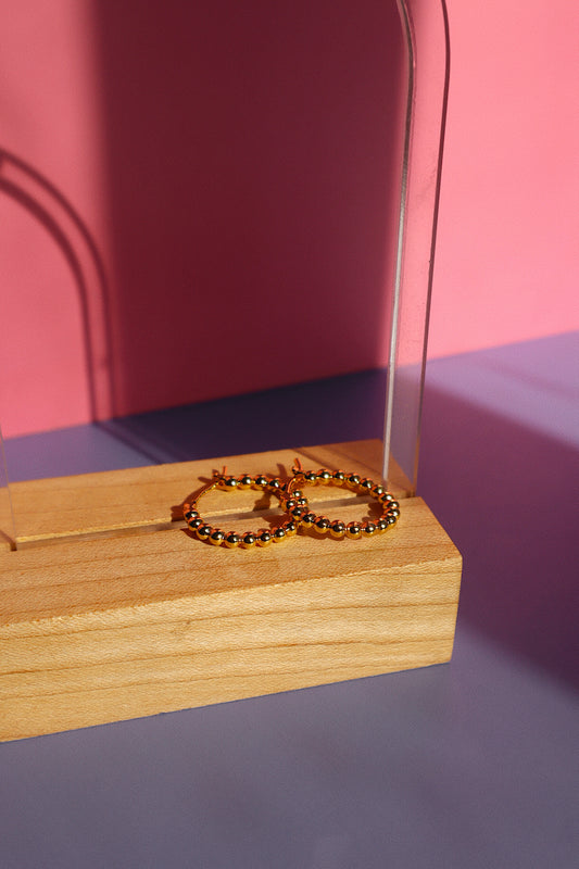 Beaded Gold Huggie