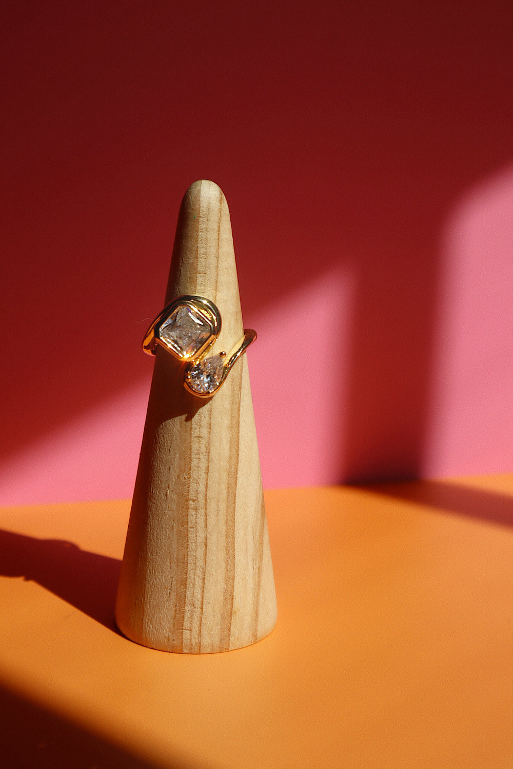 Adjustable Double CZ Wave Ring