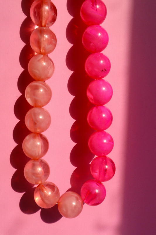 Chunky Gemstone Necklace- Blush/Hot Pink