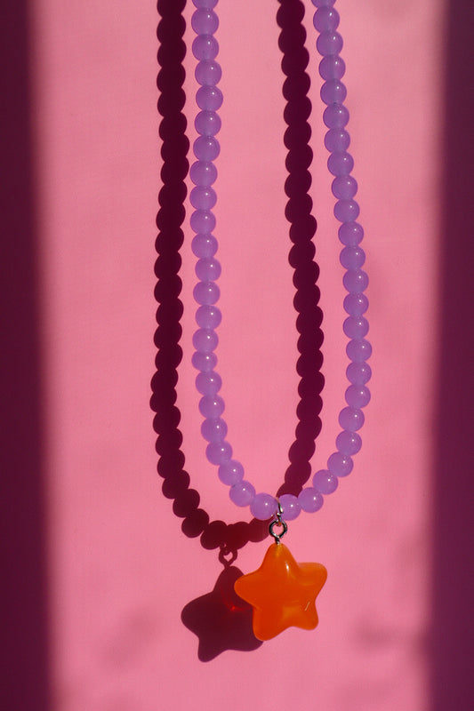 Tangerine/Lilac Star Necklace