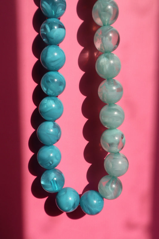 Chunky Gemstone Necklace- Seafoam/Teal